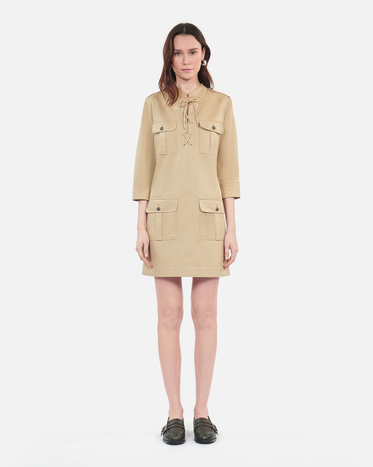 The Kooples WOMEN BEIGE short beige safari dress