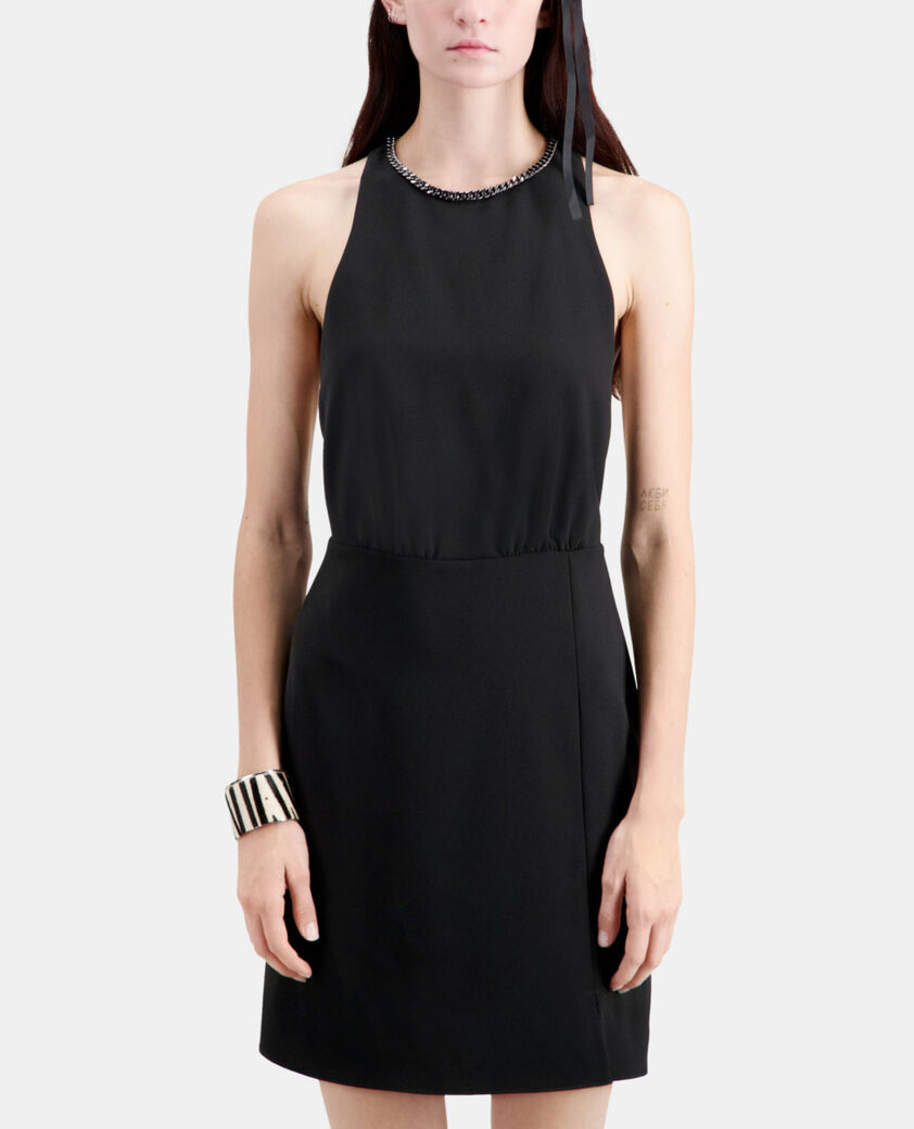 The Kooples WOMEN BLACK short black crepe dress