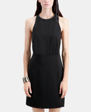 The Kooples DAMEN BLACK schwarzes, kurzes kleid aus krepp