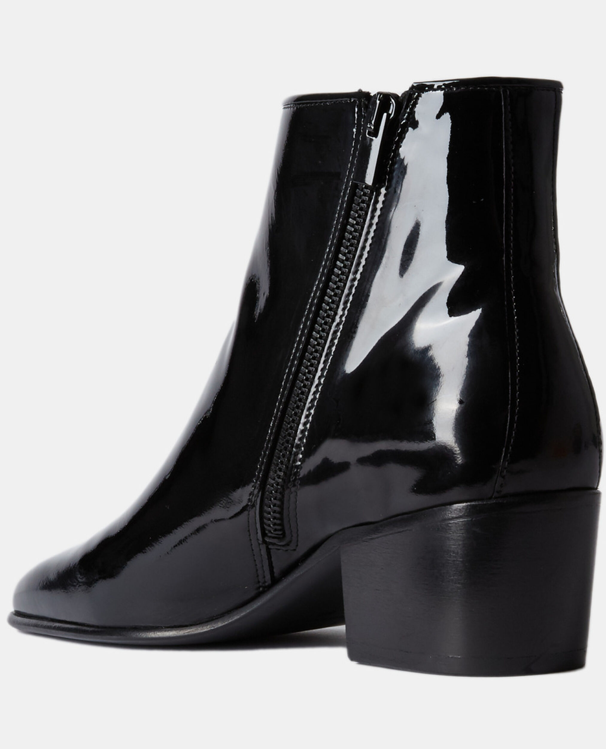 Black vinyl heeled boots, BLACK, hi-res image number null