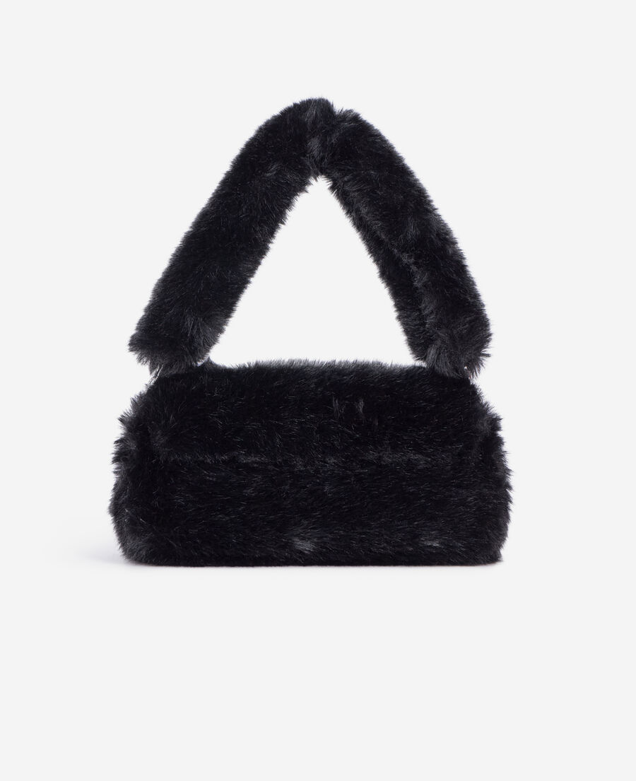 The Kooples WOMEN BLACK black faux-fur clutch bag