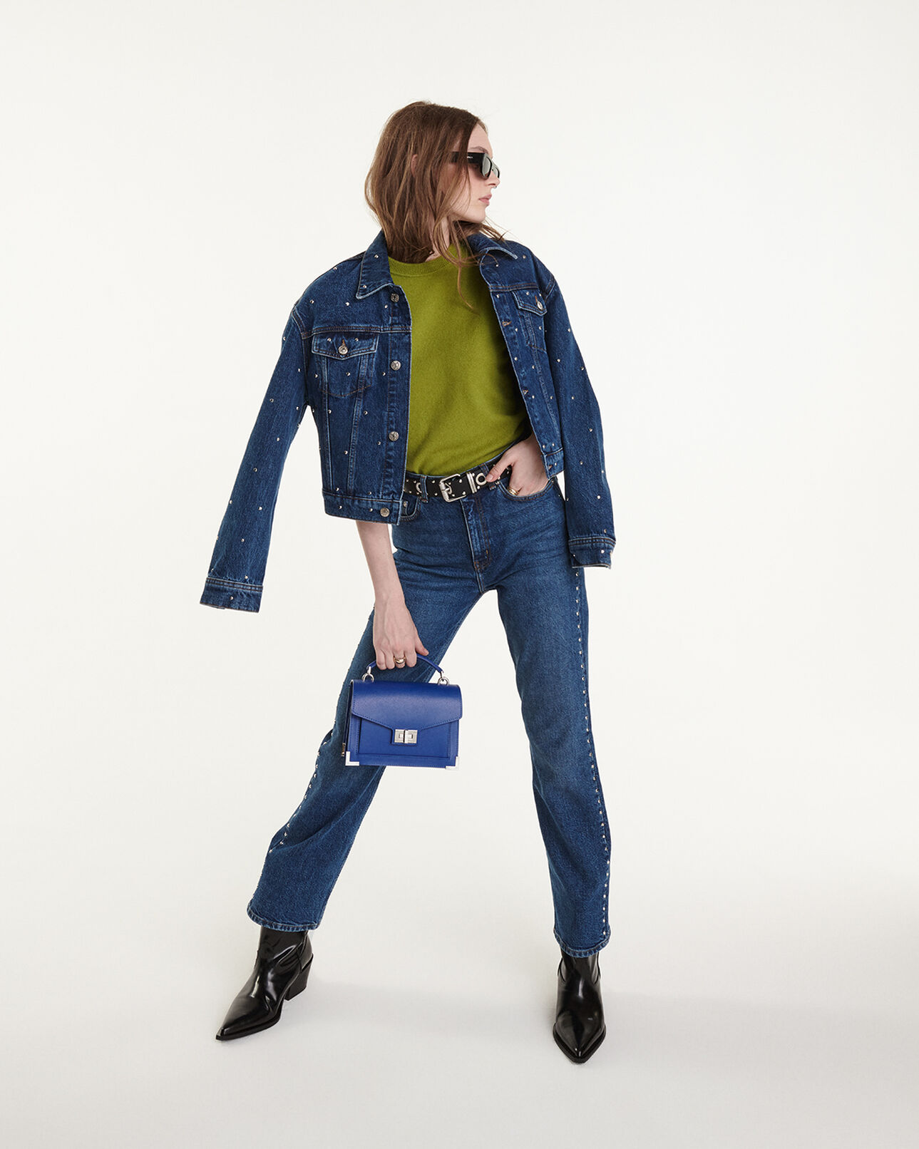 The Kooples FEMME GREEN pull cachemire vert ajusté col rond