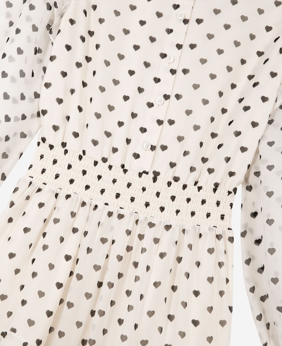The Kooples DAMEN WHITE / BLACK langes kleid mit herzchen-print ecru