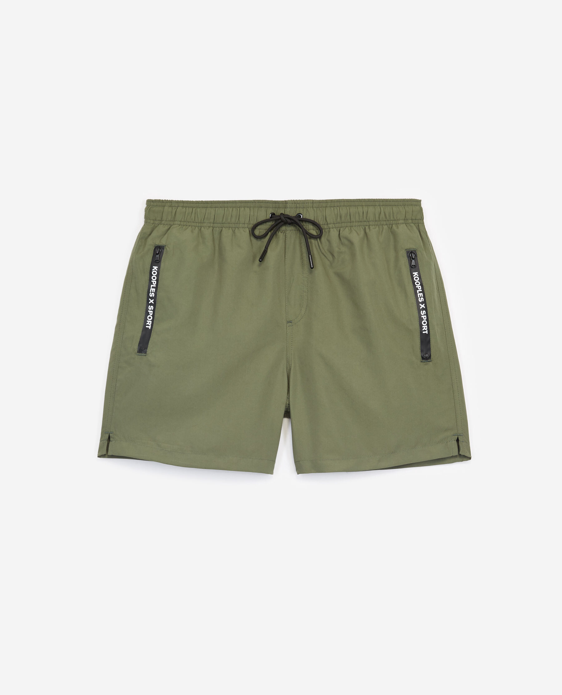 Khaki shorts on sale with zipper pockets