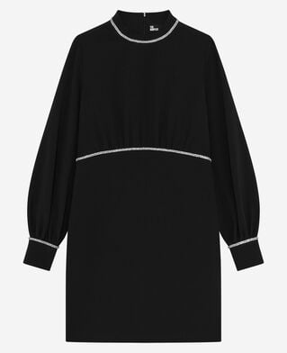 The Kooples WOMEN BLACK short dress with black rhinestone details