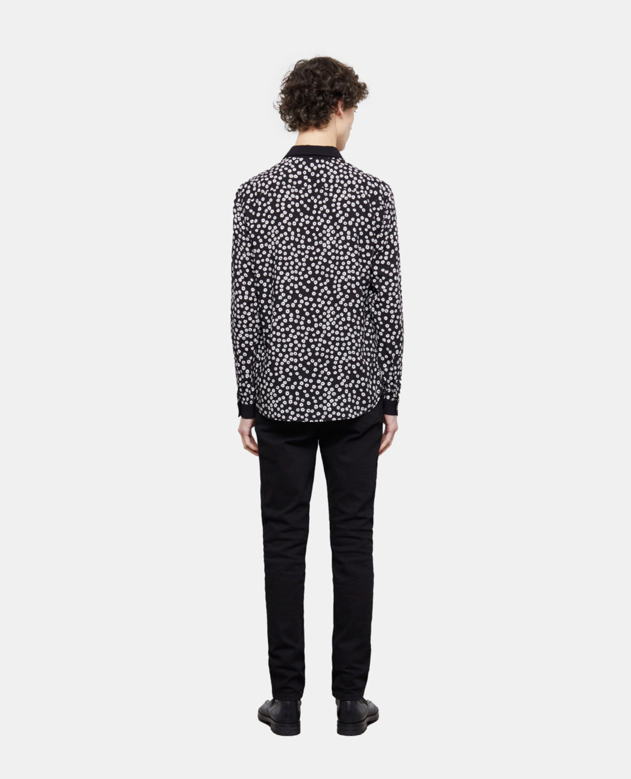 Printed classic-collar shirt, BLACK WHITE, hi-res image number null