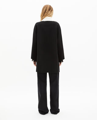 The Kooples FEMME BLACK manteau double face en laine m&eacute;lang&eacute;e noire