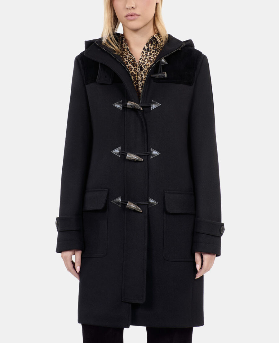 The Kooples FEMME BLACK caban &agrave; capuche noir