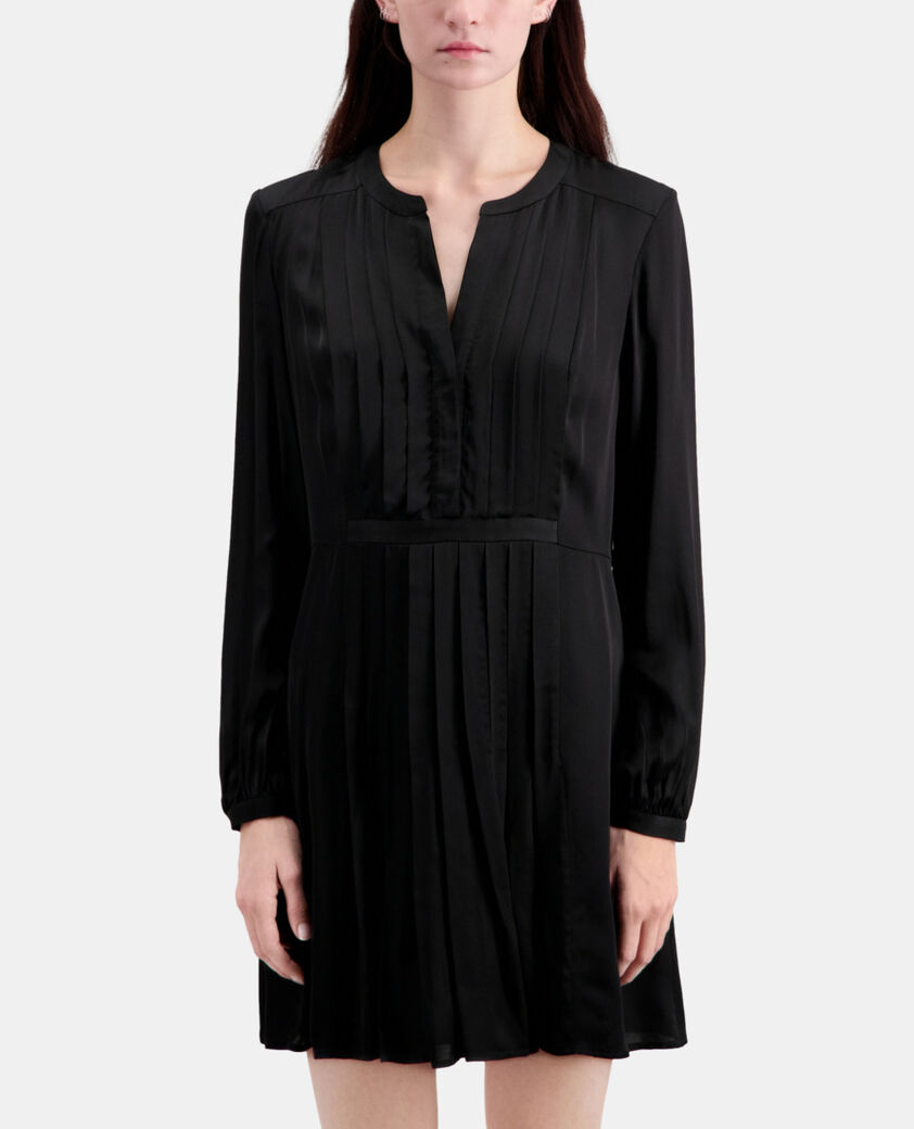 The Kooples FEMME BLACK robe courte noire avec plissage