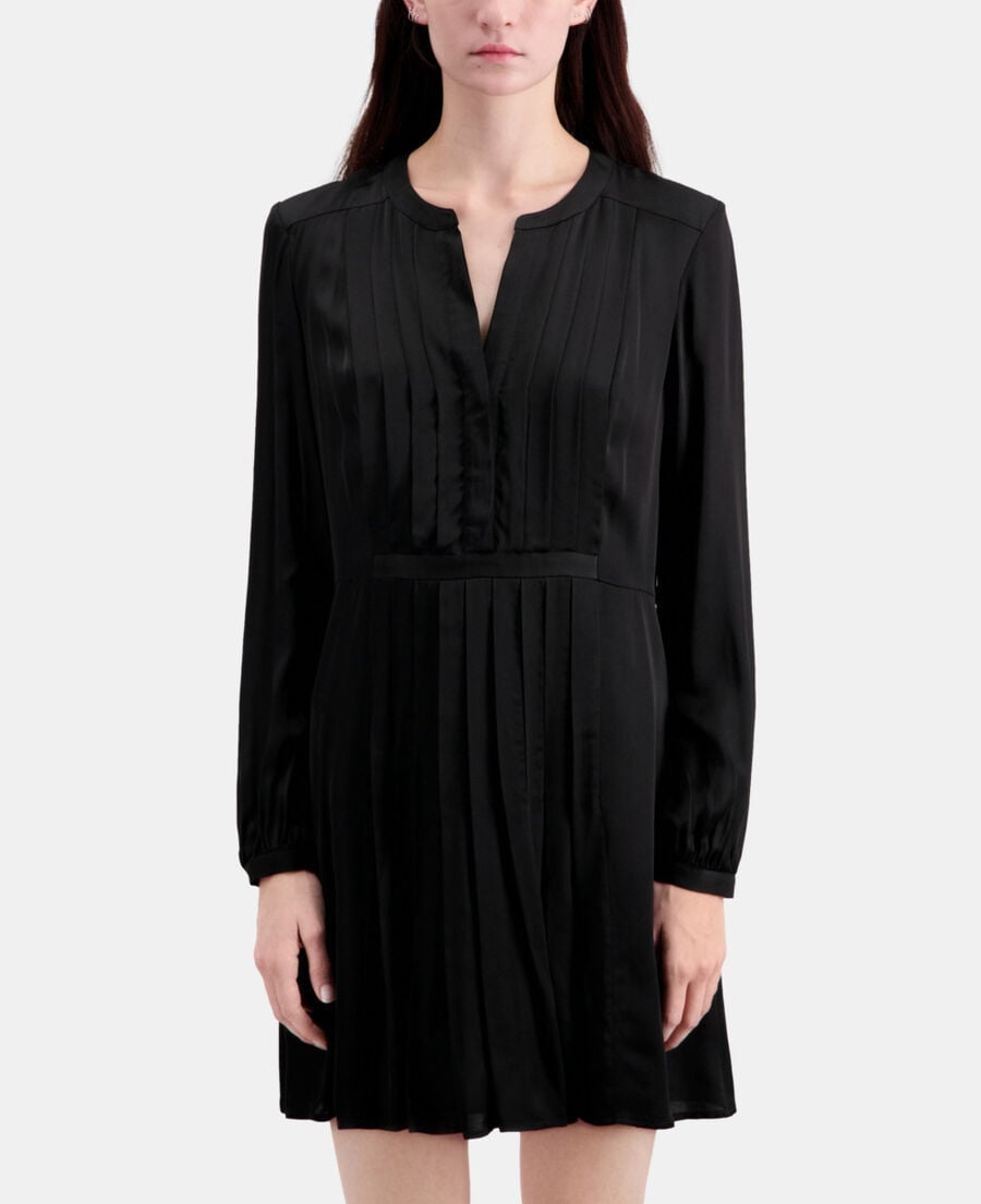The Kooples FEMME BLACK robe courte noire avec plissage