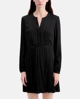 The Kooples FEMME BLACK robe courte noire avec plissage