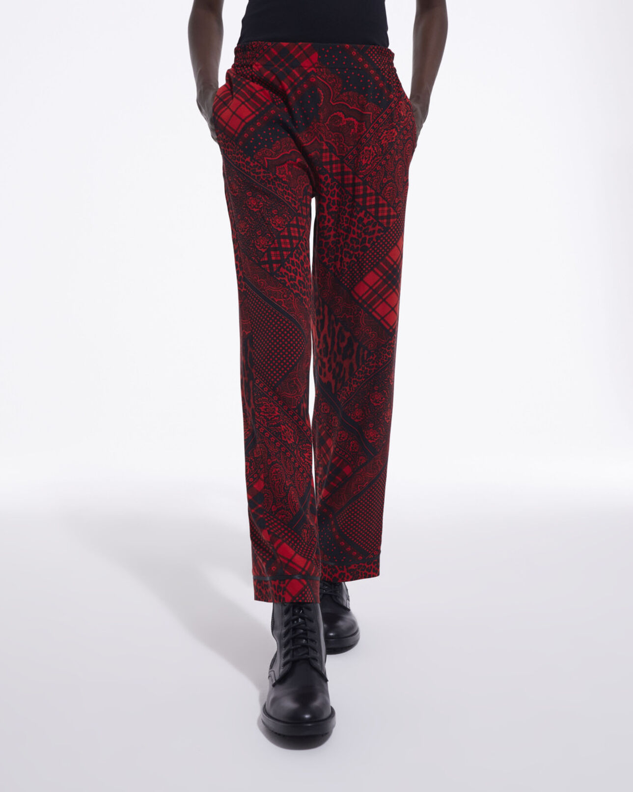 The Kooples WOMEN RED / BLACK straight printed pants