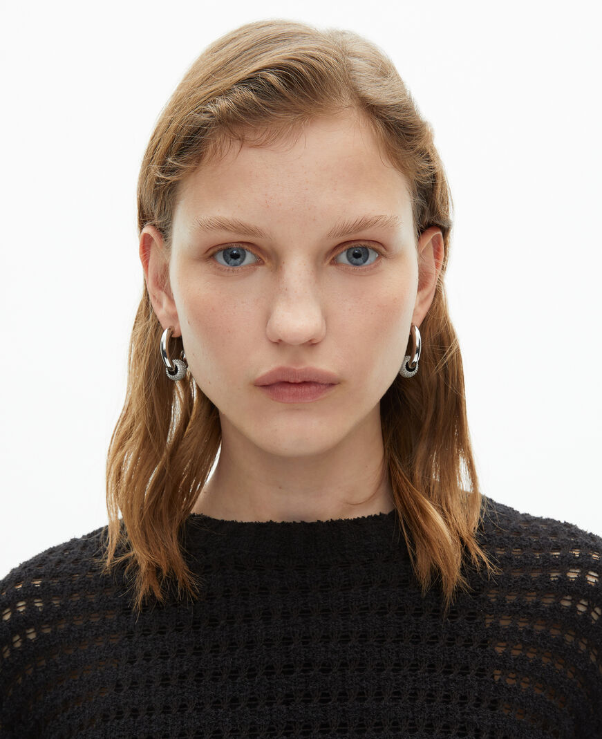 The Kooples WOMEN BLACK black openwork mixed sweater