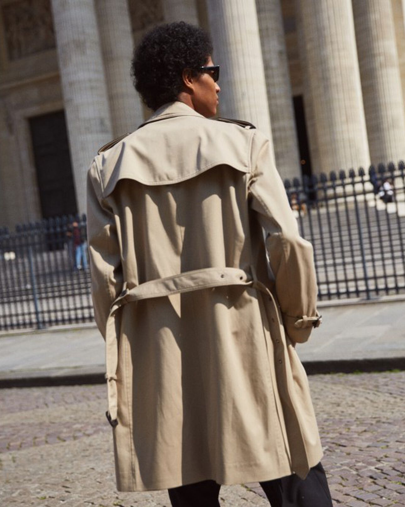 The Kooples HOMME BEIGE trench beige long détails cuir