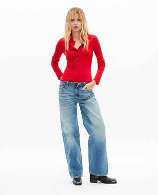 The Kooples F TANGO RED red rib knit sweater