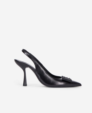 The Kooples WOMEN BLACK black leather slingback pumps