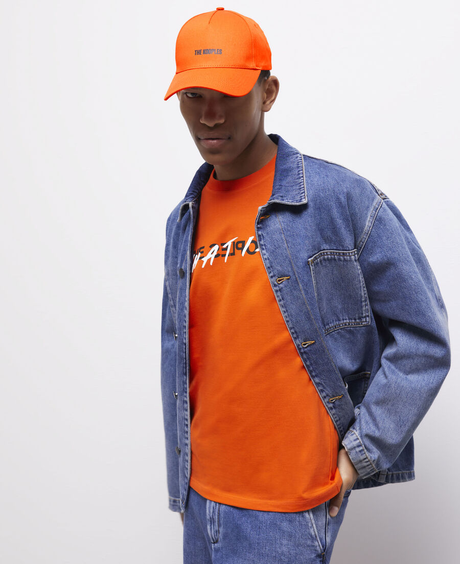 orange cap with logo