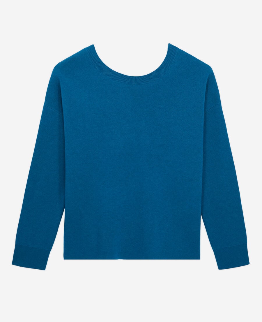 The Kooples F MEDIUM BLUE blue sweater with buttoning on the back