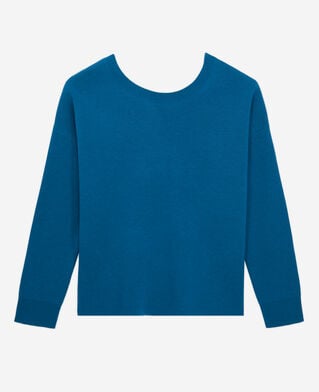 The Kooples F MEDIUM BLUE blue sweater with buttoning on the back