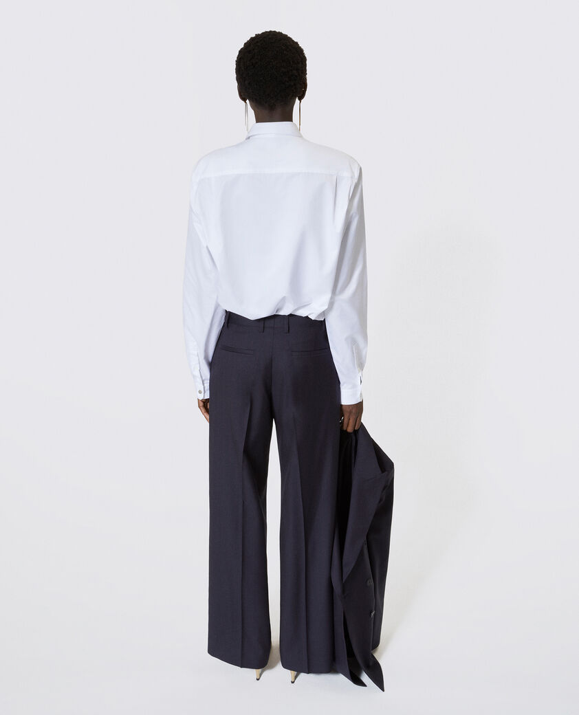 The Kooples DAMEN NAVY-RED weite anzughose aus gestreifter wolle in marine