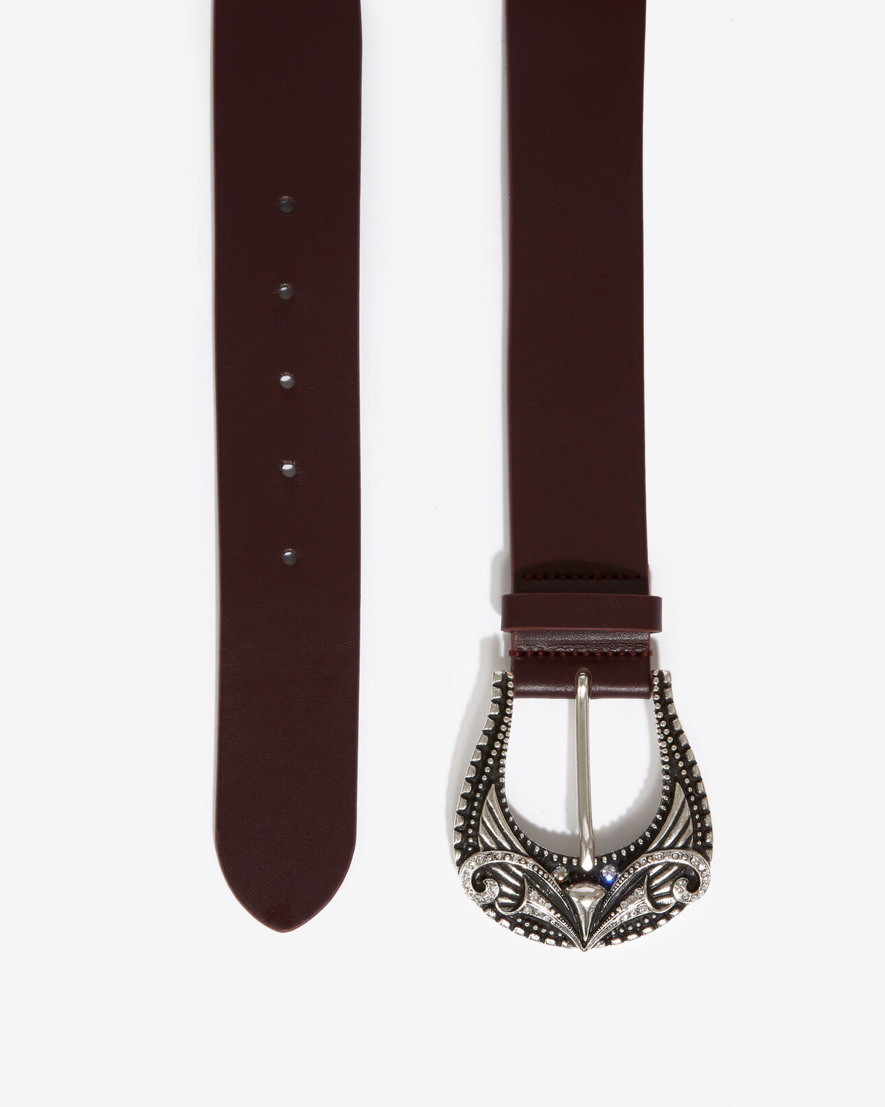 The Kooples DAMEN BURGUNDY ledergürtel breit bordeauxfarben schnalle