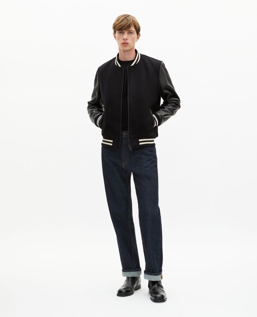 The Kooples HERREN BLACK schwarze college-wolljacke