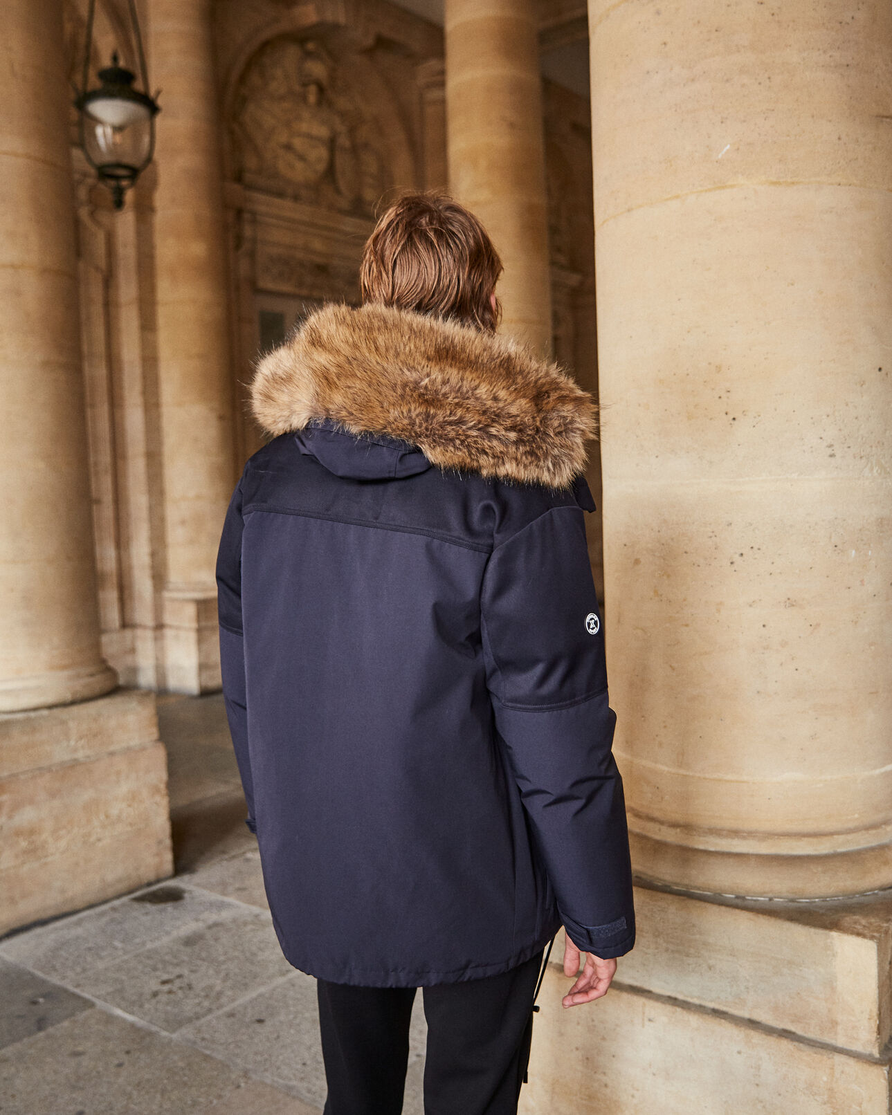 The Kooples HOMME DARK NAVY parka courte polyester bleue capuche