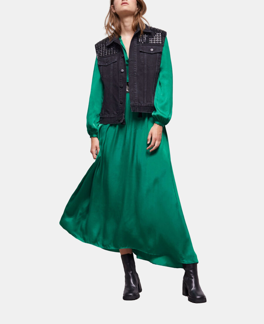 black denim sleeveless jacket
