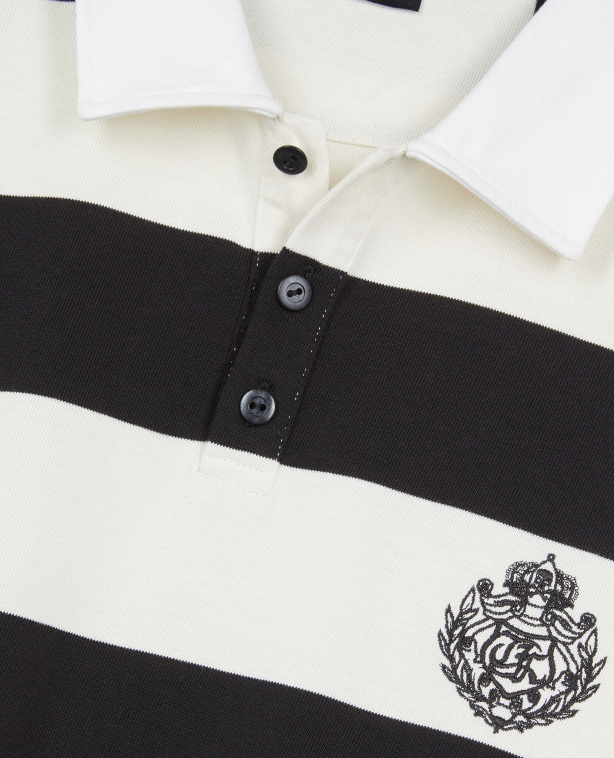 Long-sleeved black and white striped polo t-shirt, BLACK / WHITE, hi-res image number null