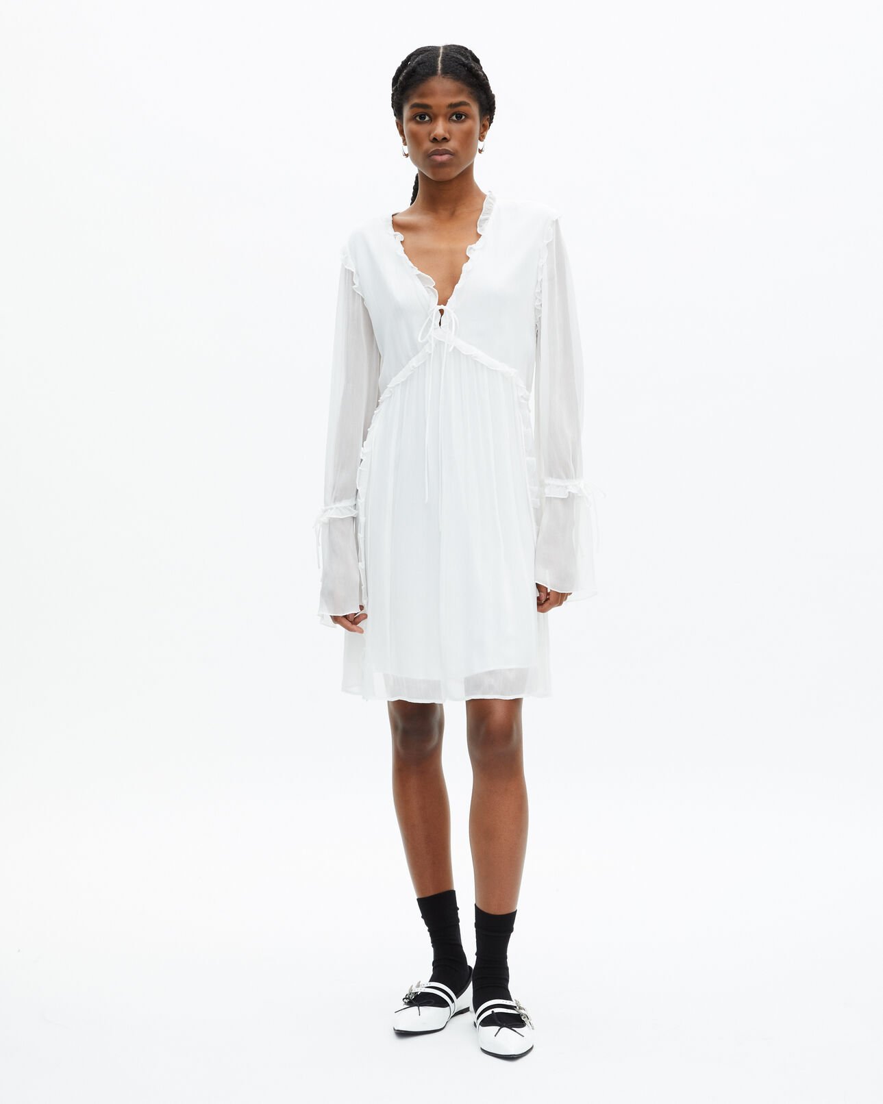 The Kooples FEMME ECRU robe courte avec volants écru