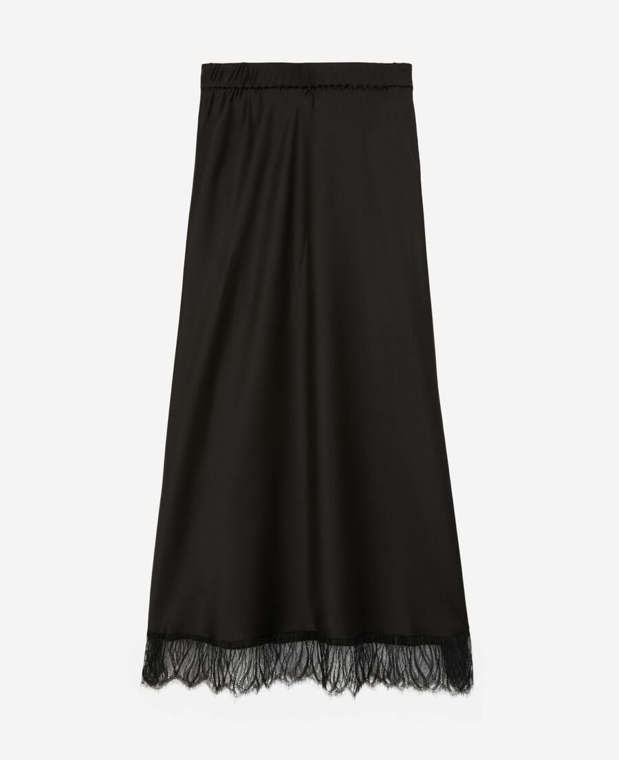 The Kooples F BLACK long black skirt with lace details