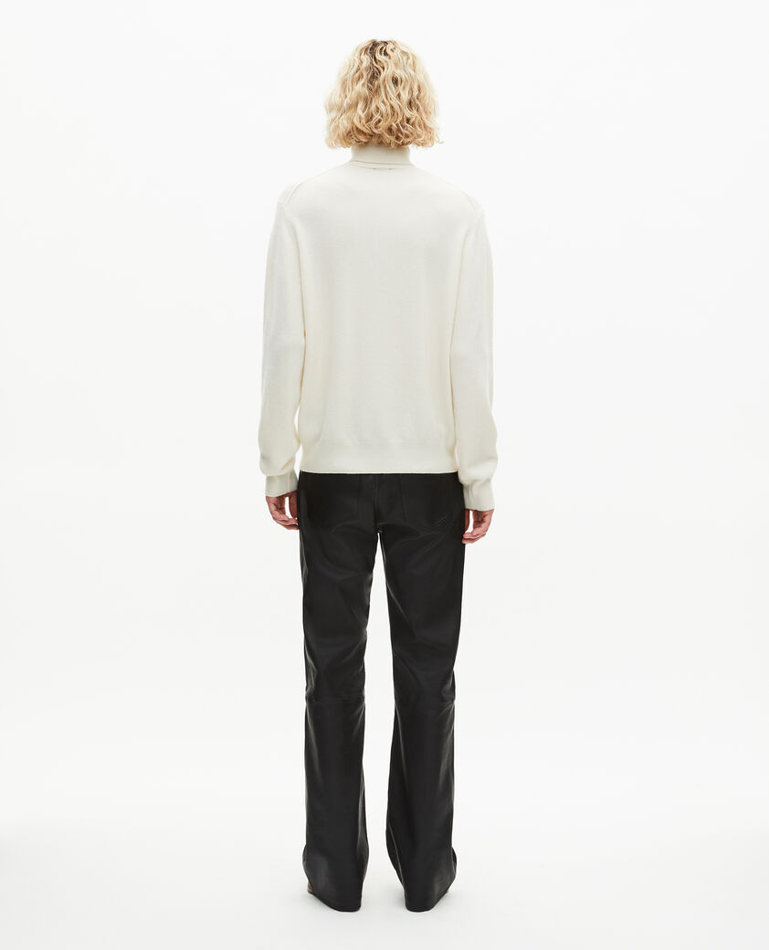 The Kooples H ECRU turtleneck sweater in ecru cashmere