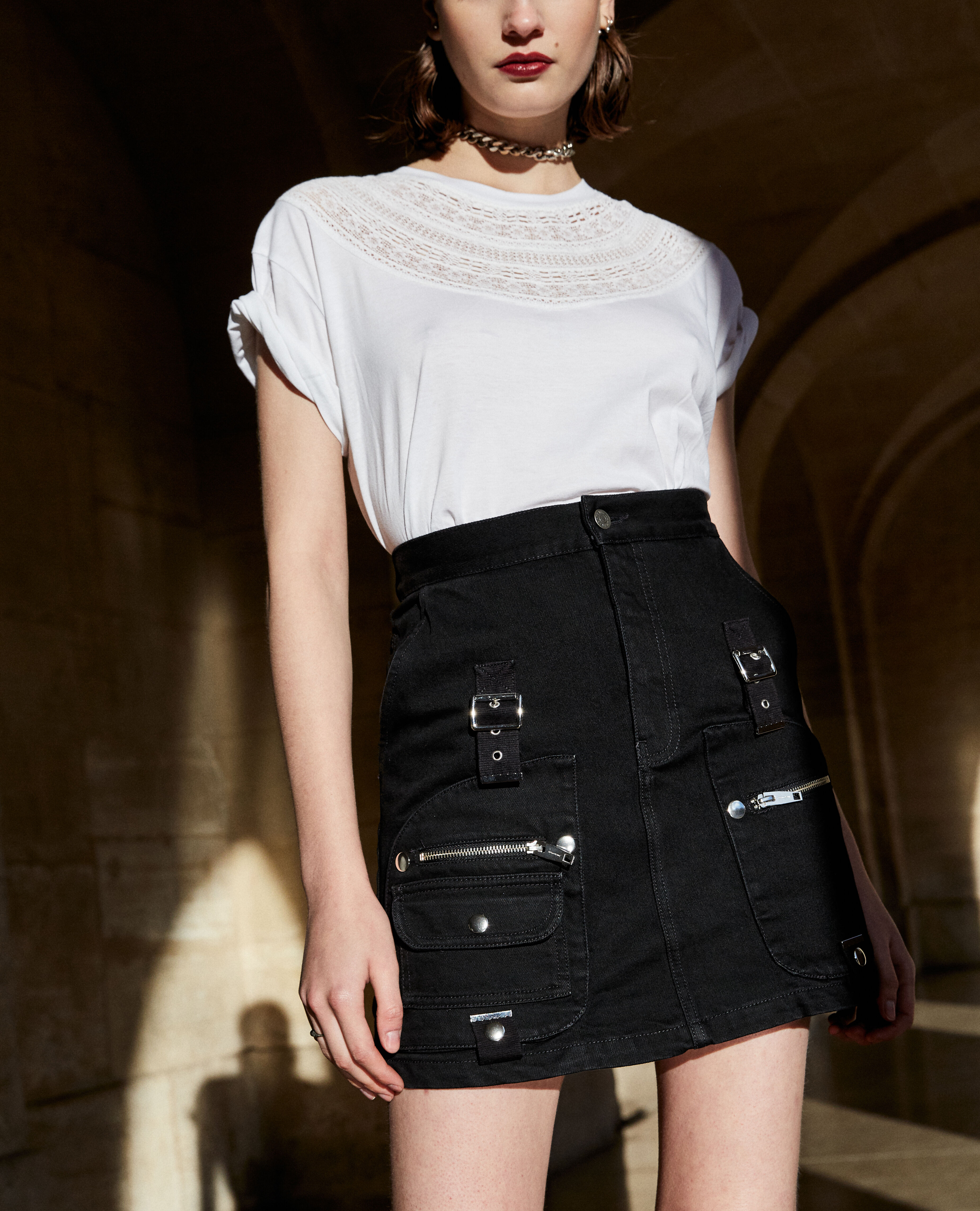 Jupe en jean shop noir taille haute