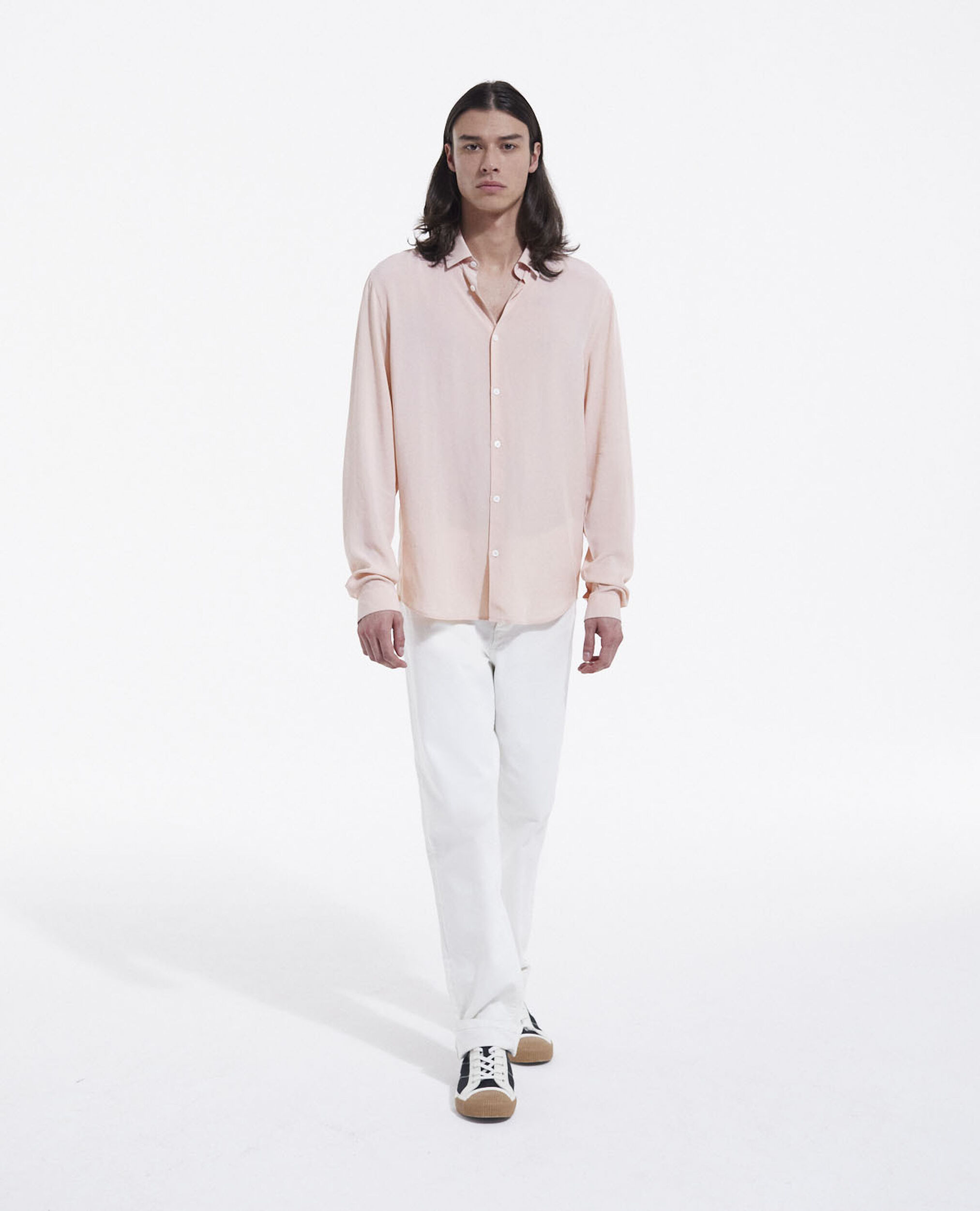 Flowing light pink shirt with Cuban collar, PINK, hi-res image number null