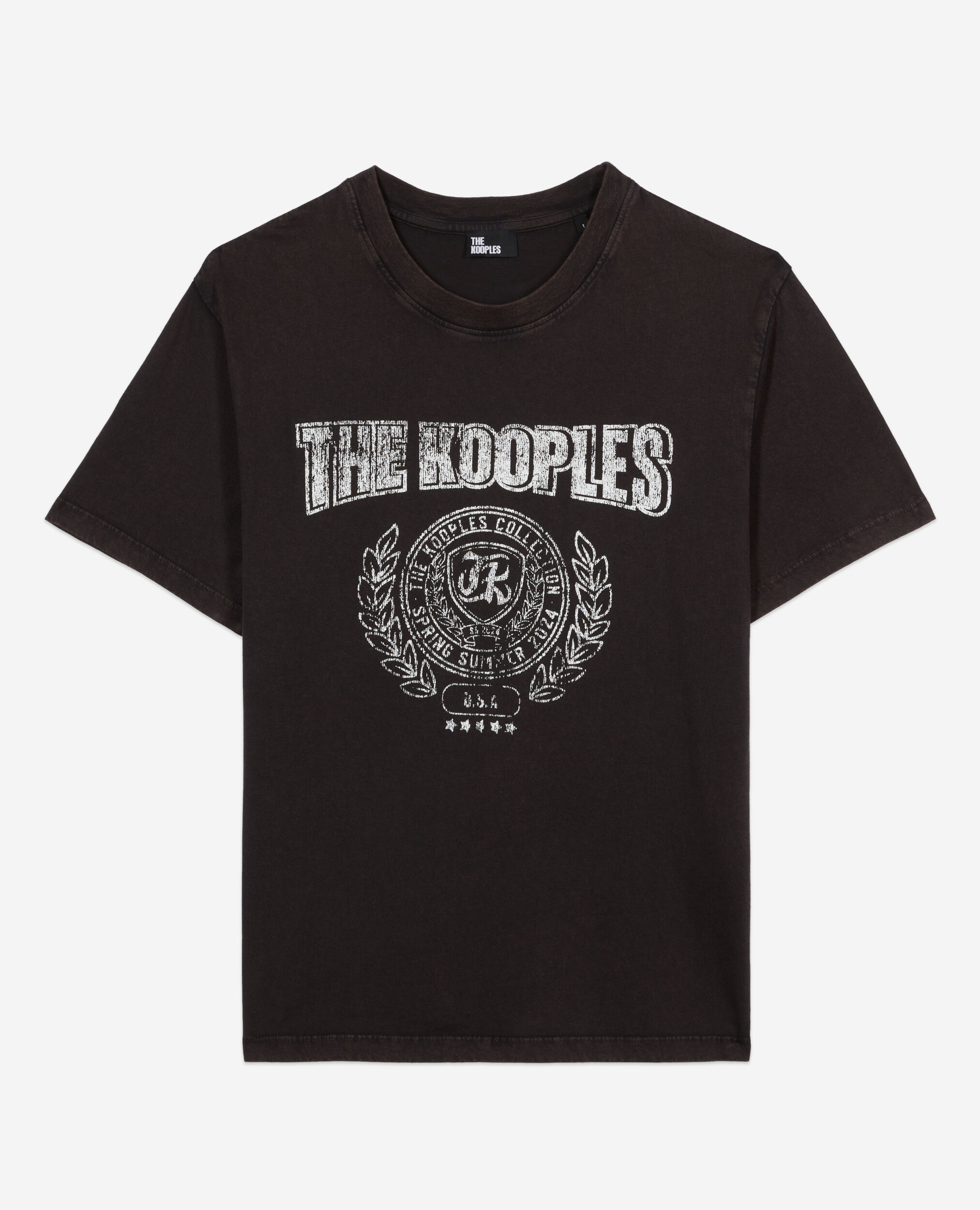 Carbon grey T-shirt with Blazon serigraphy | The Kooples - US