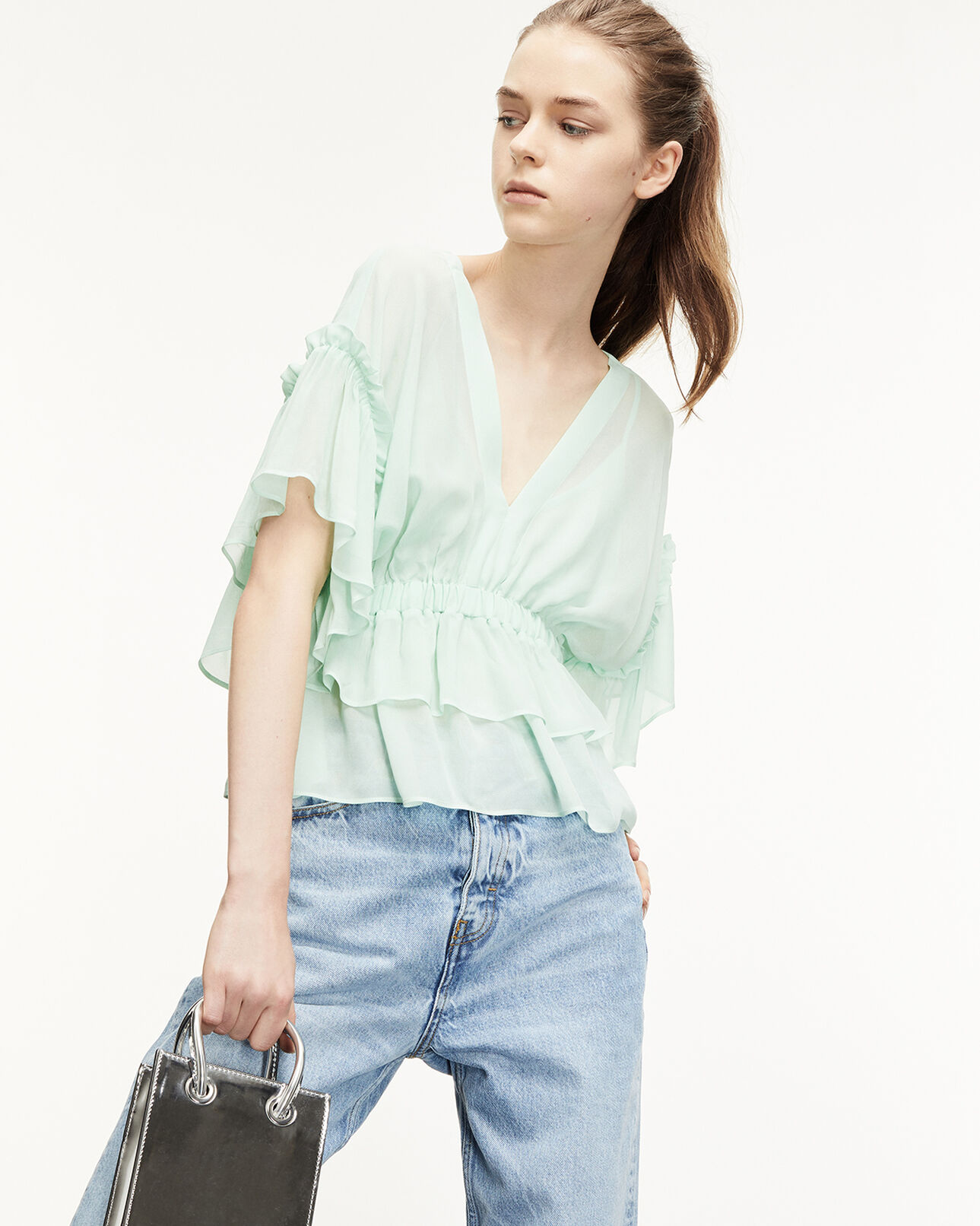 The Kooples DAMEN MINT oberteil fließend mintgrün volants