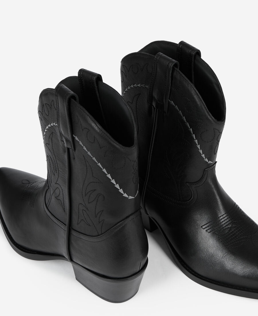 The Kooples MEN BLACK black leather western boots