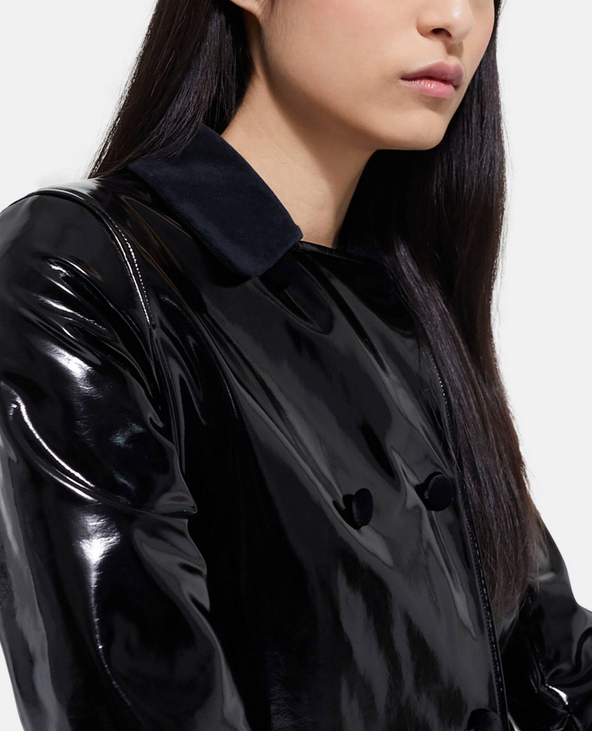 Long black vinyl coat, BLACK, hi-res image number null