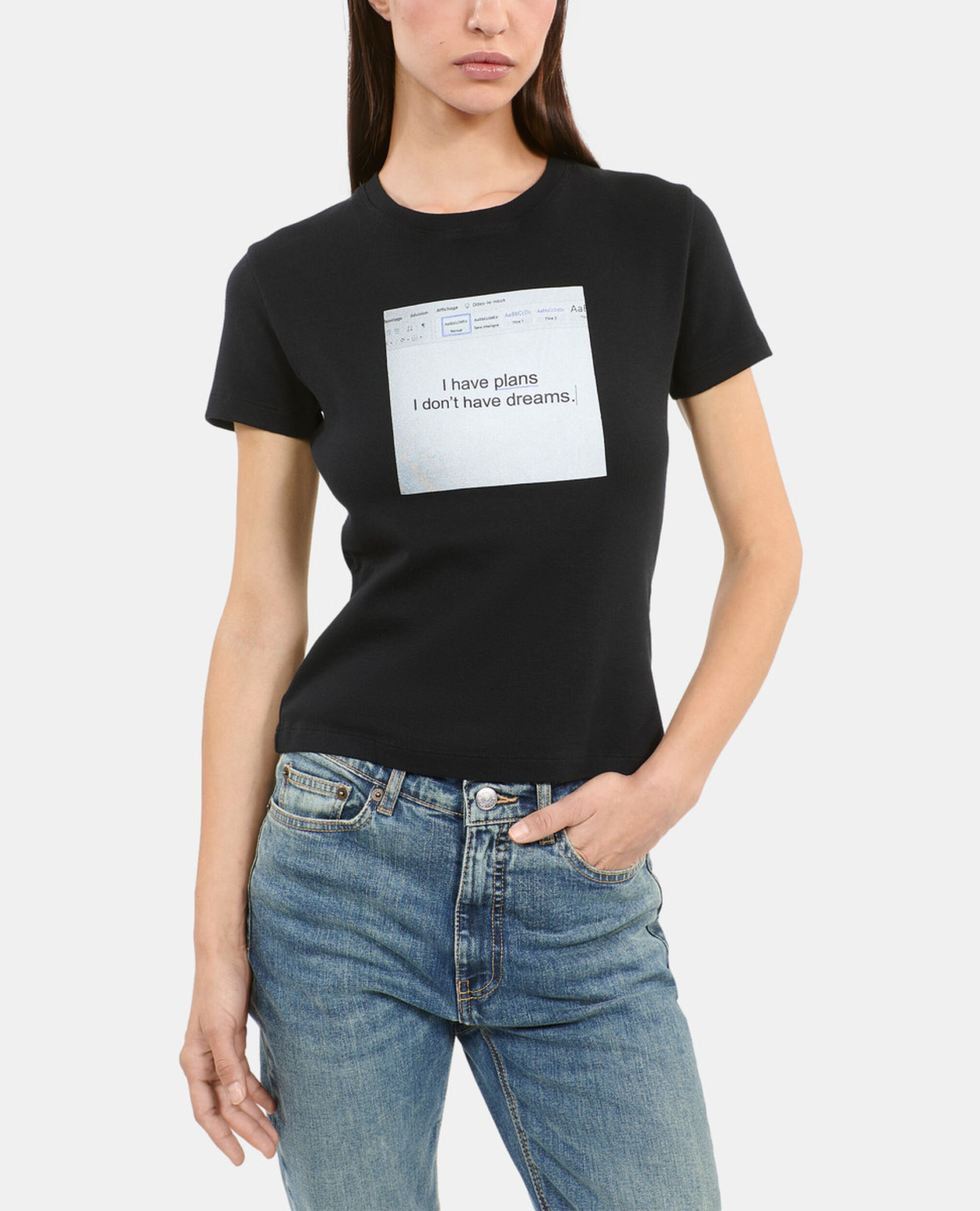 T-shirt à sérigraphie noir, BLACK, hi-res image number null