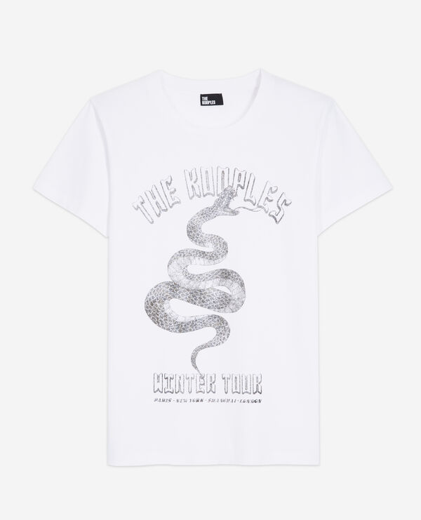 white t-shirt with screen print