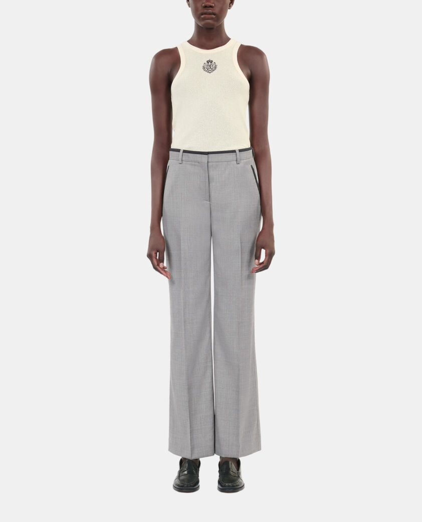 The Kooples FEMME BEIGE MELANGE pantalon tailleur droit en laine taupe