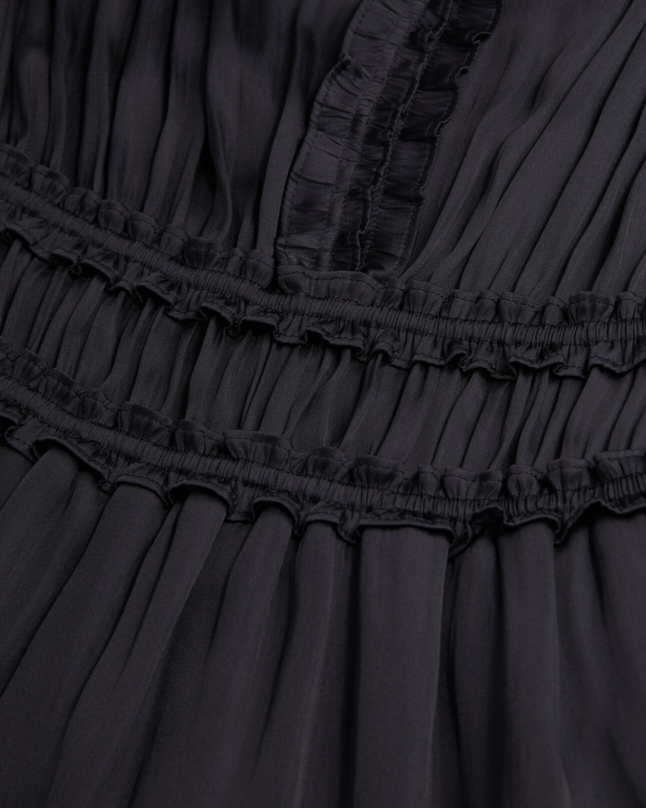 The Kooples FEMME BLACK robe longue noire avec fronces
