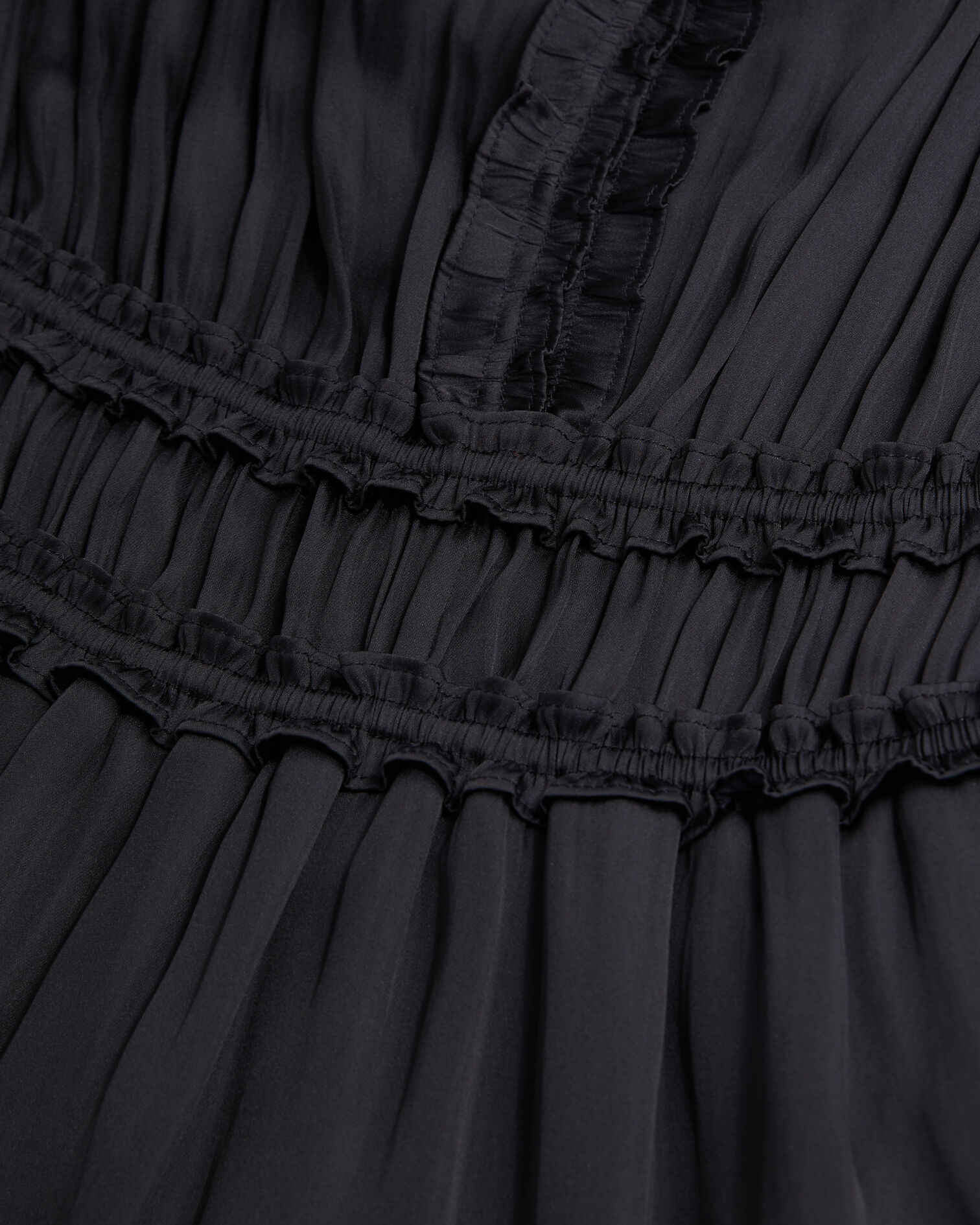 Robe longue noire avec fronces, BLACK, hi-res image number null