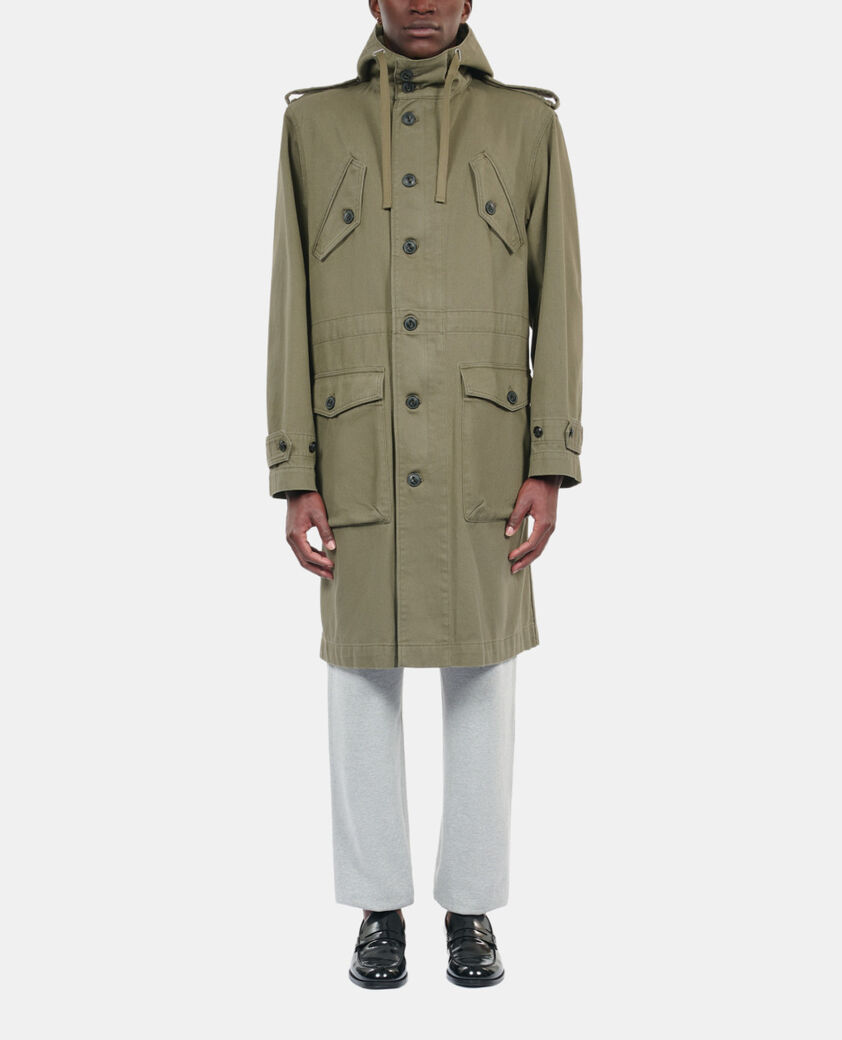 The Kooples HOMME OLIVE NIGHT parka longue &agrave; capuche kaki