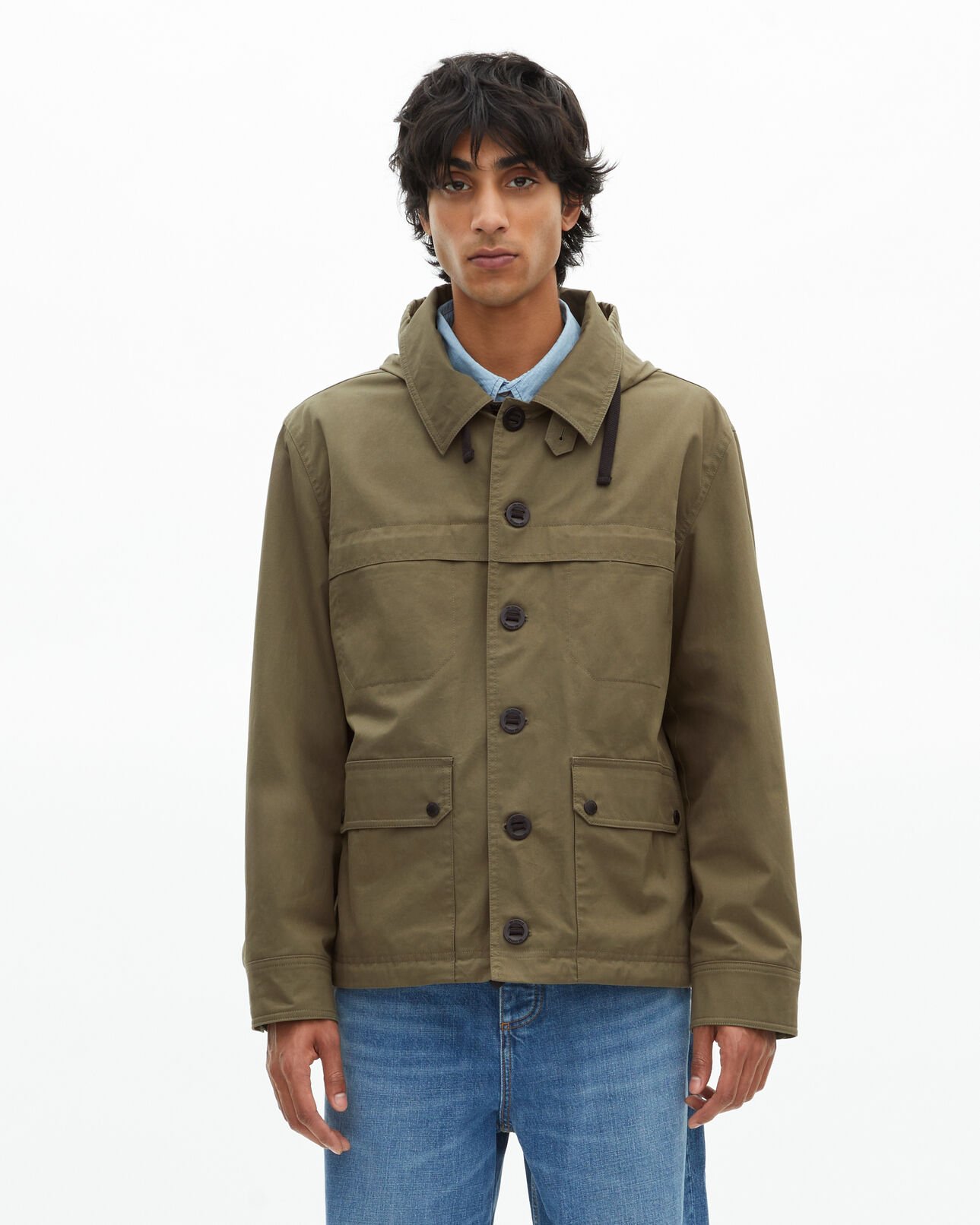 The Kooples H KAKI khaki short hooded parka