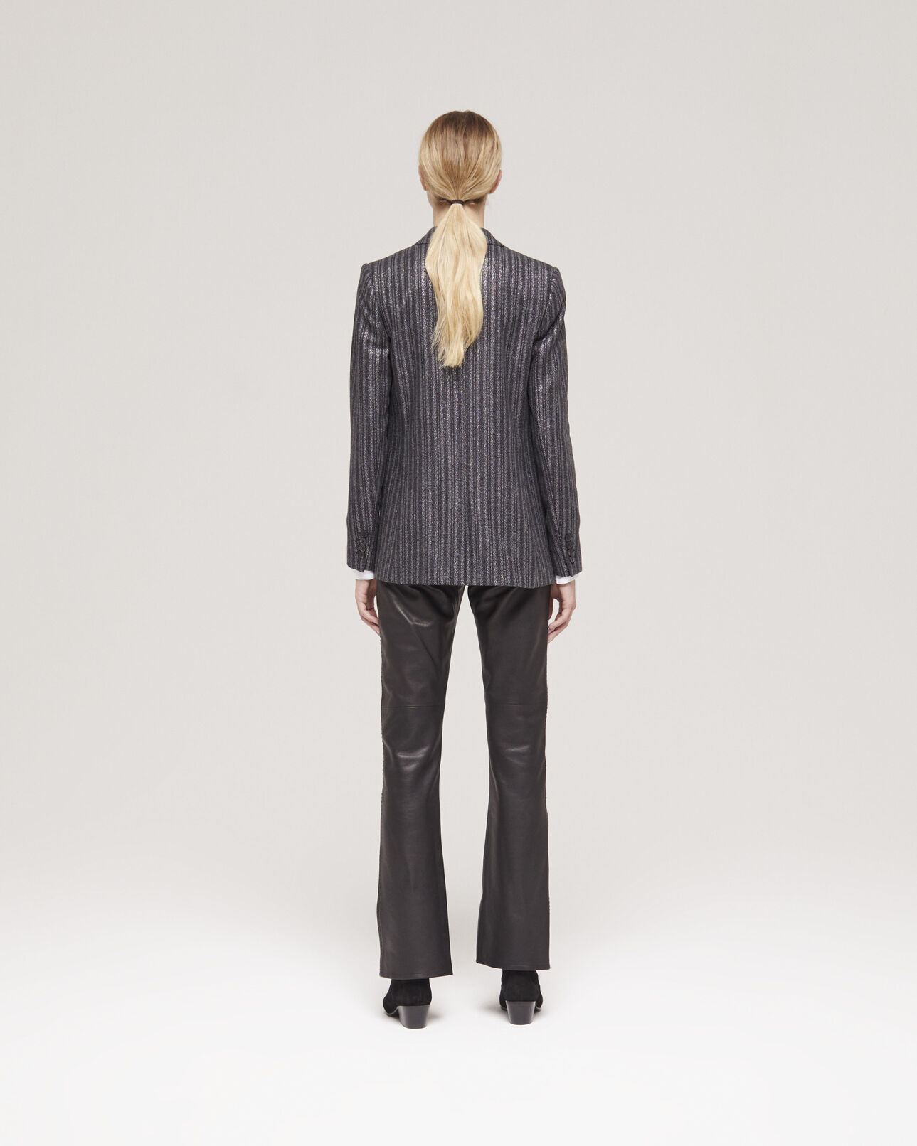 The Kooples FEMME BLACK veste à rayures grise