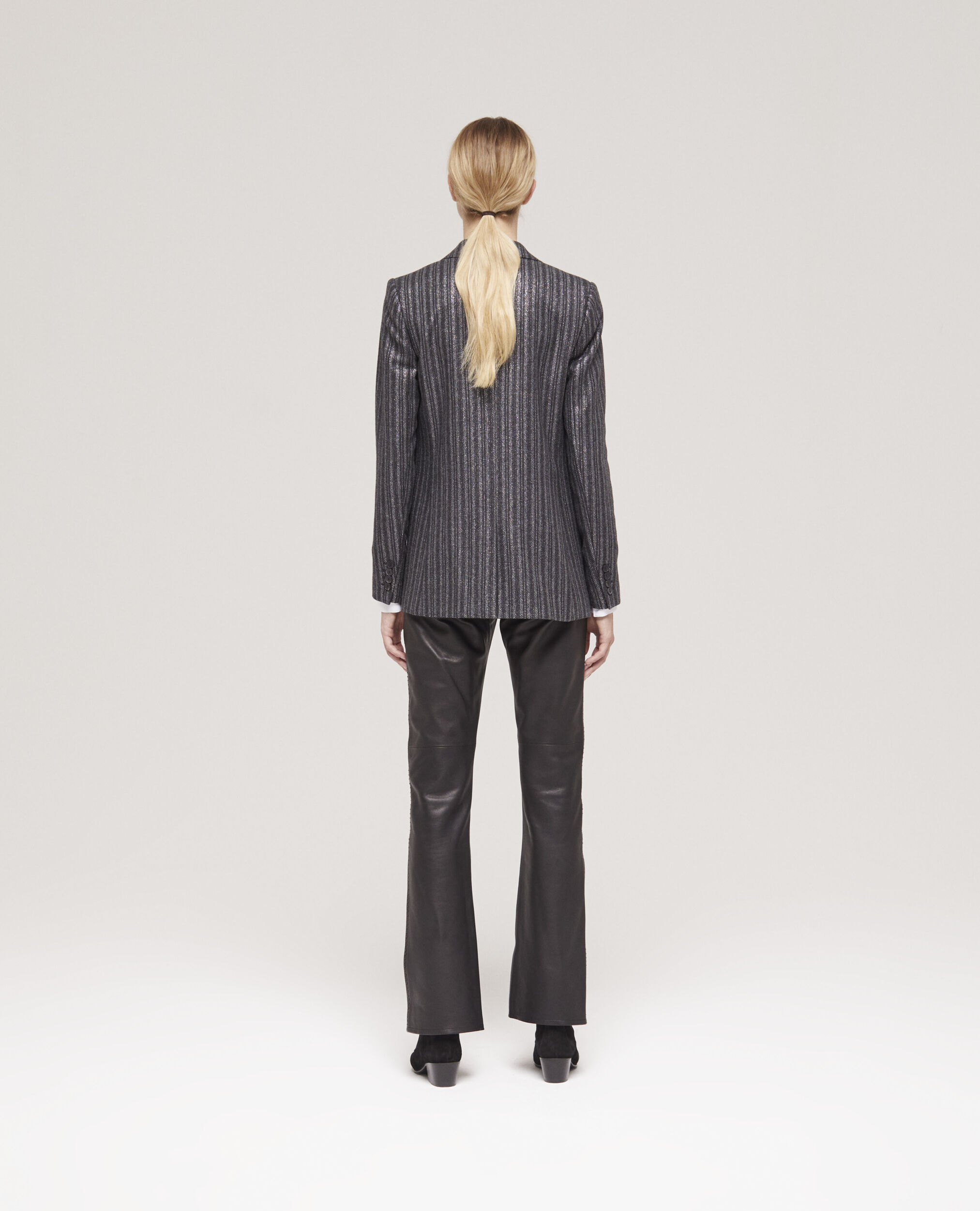 Black striped jacket, BLACK, hi-res image number null