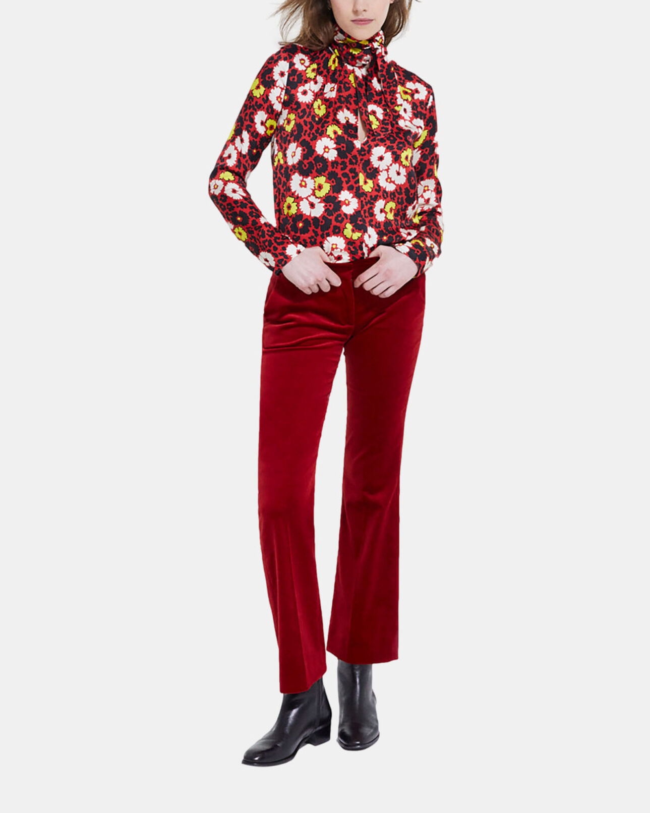 The Kooples FEMME RED / YELLOW top imprimé fleuri