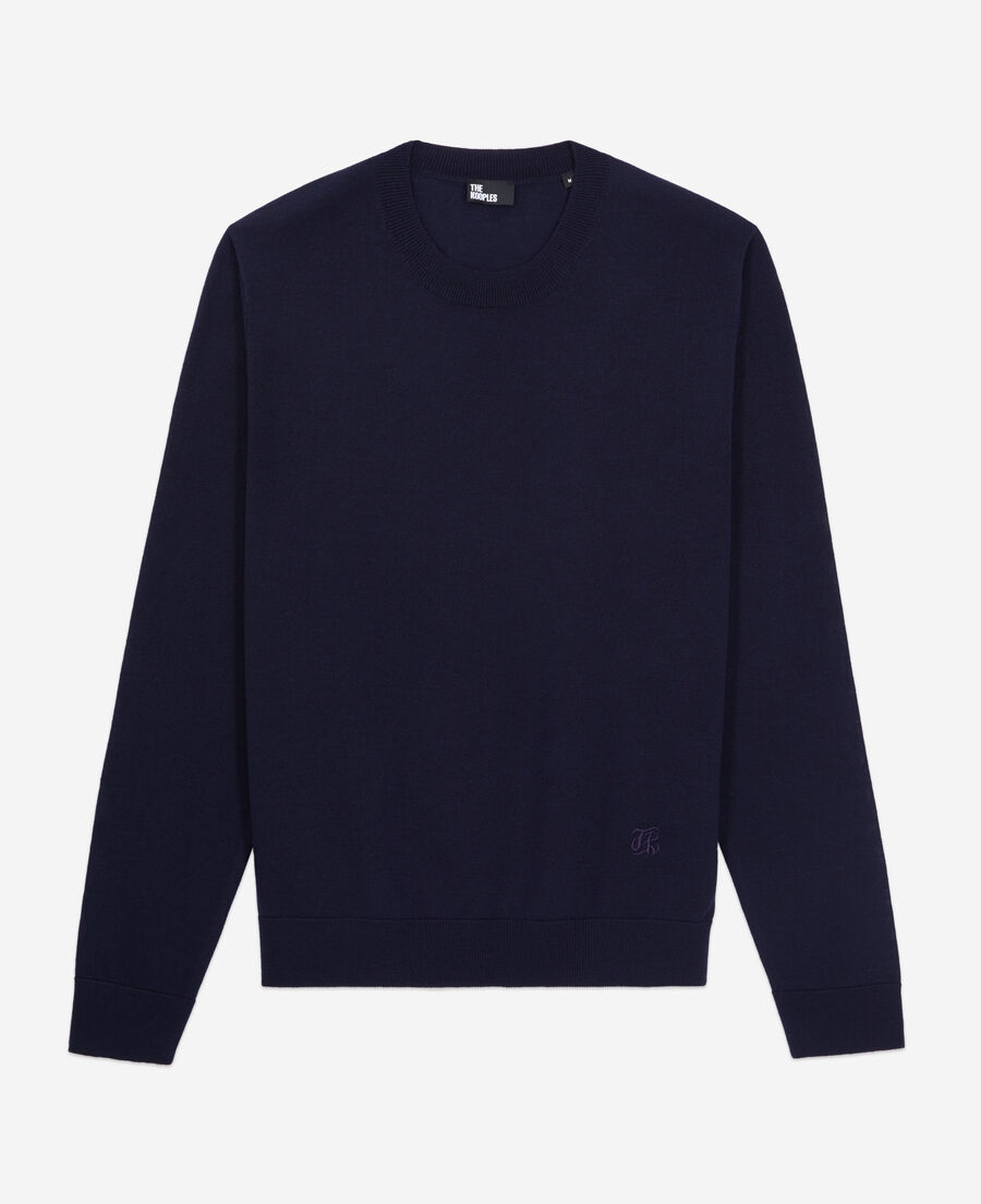 The Kooples HOMME NAVY pull bleu marine en laine m&eacute;rinos