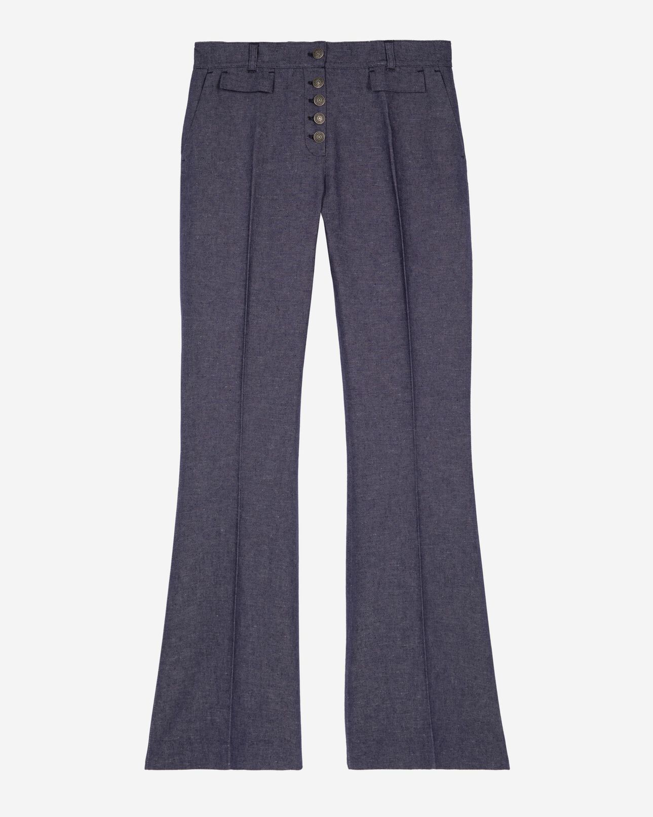 The Kooples DAMEN BLUE flare-hose aus baumwolle und leinen in blau